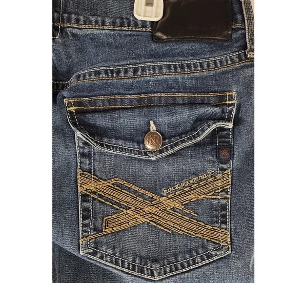 Rock & Republic Mens Straight Leg Jeans Medium Wash Blue Denim 34x34 - Picture 13 of 16